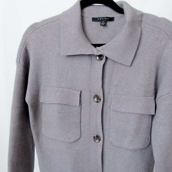 GRAY Boxy Cardigan Knit Sweater Casual Minimal Modern Utility SIZE-S - Picture 2 of 8